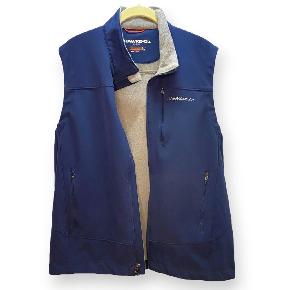 Hawke & Co Men's Tech Fleece Lined Soft Shell Vest Navy Blue Size Large